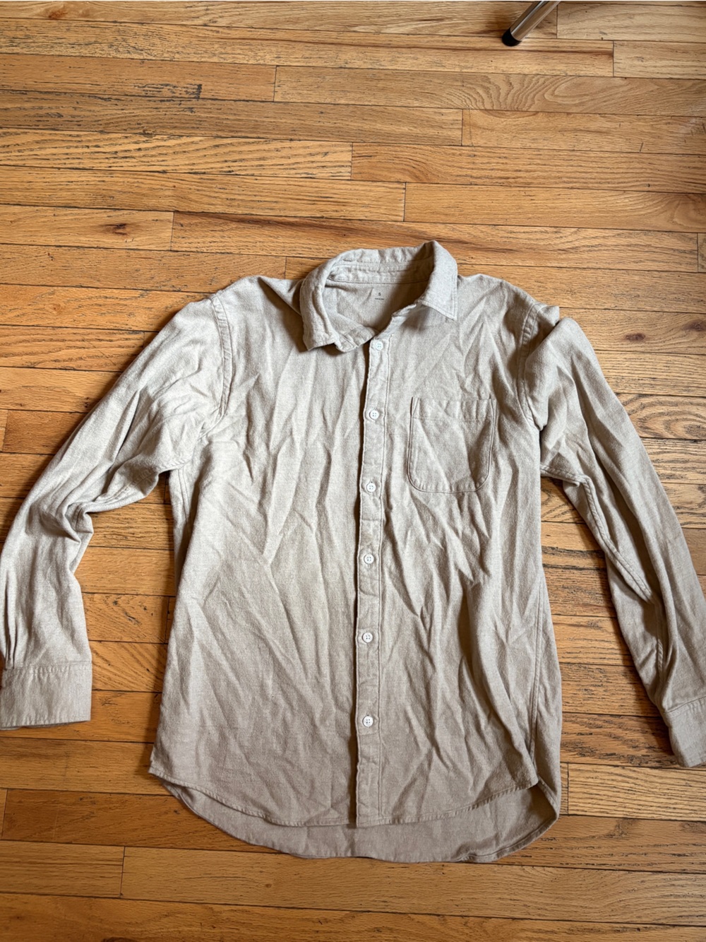 Muji Men's Casual Button-Down Shirt in Light Beige